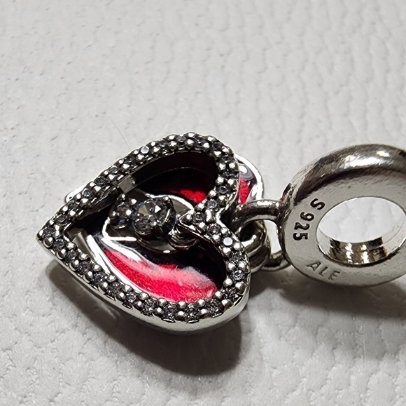 Pandora Red Heart & Keyhole Double Dangle Charm - Picture 4 of 10